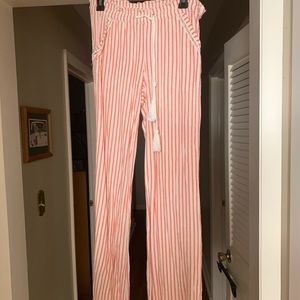Flowy salmon and white striped pants